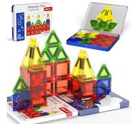 Voyage tuiles magnétiques, 26-pièces Mini Briques magnétiques, STEM Voyage tuiles de Construction magnétique Ensemble avec boîte de Fer pour 3 + Ans garçons Filles Montessori Jouets de Voyage