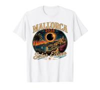 Voyage Vintage « Majorque 2026 Solar Eclipse » T-Shirt Graphique avec Valeur, Homme, Blanc, M