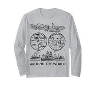 Voyager Autour du Monde Vintage Voyage Art 2 Formes Mania Manche Longue