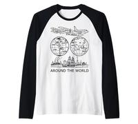 Voyager Autour du Monde Vintage Voyage Art 2 Formes Mania Manche Raglan