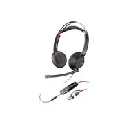 Micro-casque filaire Poly Blackwire 5220 stéréo Noir USB-C + connexion 3,5 mm + adaptateur USB-C et USB-A