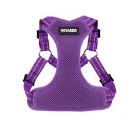 Voyager by Best Pet Supplies - Harnais en Maille entièrement réglable avec Passepoil réfléchissant 3M - Violet (Bordure Assortie), Taille S