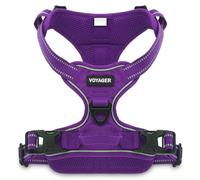 Voyager Harnais pour Chien avec Double Attache pour Laisse - Contrôle Anti-Traction - Réglable - Doux mais Robuste - Technologie réfléchissante 3M - Treillis Violet - Taille XL (Tour de Poitrine :