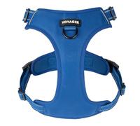 Voyager Harnais pour Chien avec Double Attache pour Laisse - Contrôle Anti-Traction - Réglable - Doux mais Robuste - Technologie réfléchissante 3M - Treillis Bleu Roi - Taille L (Tour de Poitrine :