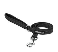 Voyager Laisse réfléchissante pour Chien avec poignée en néoprène, 1.5 m de Long, Convient aux Chiots de Petite, Moyenne et Grande Race, la Course et Le Dressage - Noir, M