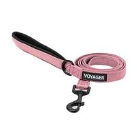 Voyager Reflective Dog Leash with Neoprene Handle, 5ft Long, Supports Small, Medium, and Large Breed Puppies, Cute and Heavy Duty for Walking, Running, and Training - Pink (Leash), S