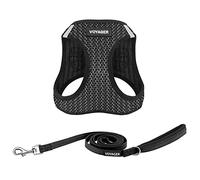Voyager Step-in Air All Weather Mesh Harness and Reflective Dog 5 ft Leash Combo with Neoprene Handle, for Small, Medium and Large Breed Puppies by Best Pet Supplies - Gray (2-Tone), M