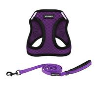 Voyager Step-in Air All Weather Mesh Harness and Reflective Dog 5 ft Leash Combo with Neoprene Handle, for Small, Medium and Large Breed Puppies by Best Pet Supplies - Purple/Black Trim, X-Small
