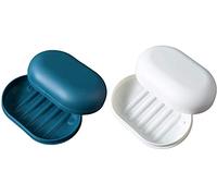 Voyageur De Savon 2 Pack, Boîte De Savon Savon Conteneur Parfait Cadeau, Voyage, Camp, Gymnase (Bleu Et Blanc)