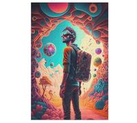 Voyageur psychédélique dans Le Temps Puzzles en Bois 1000 Pièces pour Adultes, Matériaux Recyclables De Qualité Supérieure Puzzle, Jeu en Famille, (78×53cm)