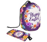 Voyagez avec style avec cette grande trousse de maquillage pour femme - Imperméable et portable. Couronne de Pâques violette, multicolore, 9.9x6.9in/25.2x17.6cm;6x3.5in/15.2x8.8cm