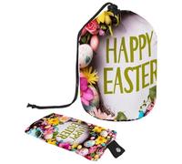 Voyagez avec style avec notre grande trousse de maquillage : pratique, pliable et portable. Couronne de Pâques rose, multicolore, 9.9x6.9in/25.2x17.6cm;6x3.5in/15.2x8.8cm