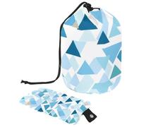 Voyagez avec style avec notre grande trousse de maquillage : pratique, pliable et portable !, triangle bleu géométrique, multicolore, 9.9x6.9in/25.2x17.6cm;6x3.5in/15.2x8.8cm