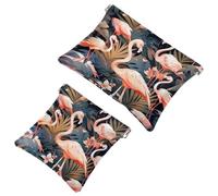 Voyagez Light : 2 pcs Pink Art Flamingo-1222 Sac Shrapnel Sac - Rouge à lèvres et petit objet de stockage, multicolore, A：7.1x5.8in/18x14.8cm，B:4.7x4.5in/12x11.5cm