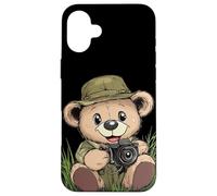 Voyagez loin avec cette tenue à breloque ours en peluche Safari Coque pour iPhone 16 Plus