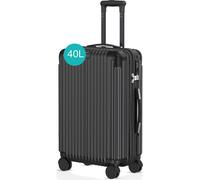 Voyagoux Valise cabine - 40L, Petite valise rigide, Serrure TSA, 4X 360° roulettes, Valise robuste et légère, Noir