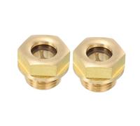 Voyant de niveau huile M16x1.5, indicateur pour compresseur industriel 2pcs | Fenêtre en polycarbonate haute résistance montée sur une base en laiton pour une vue dégagée du lubrifiant.