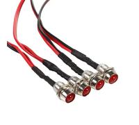 Voyant de Panneau LED 8 mm 12 V, 4 pièces, Lampe d'avertissement Pilote de Tableau de Bord pour Voiture, camionnette (Rouge)