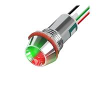 Voyant lumineux métallique bicolore 8/10/12/14/16 mm avec fil LED, lampe témoin d'avertissement rouge et vert 6 V, 12 V, 24 V, 220 V, for voiture et bateau(14MM 3-6V)