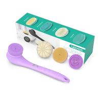VOYOR 4 en 1 Brosse Dos Douche Électrique Long Manche Poils Naturels Corps Massage Rechargeable Sans Fil (Violet)