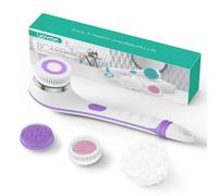 VOYOR 4 en 1 brosse douche électrique pour le dos avec manche long, exfoliant, nettoyage de la peau, massage rechargeable sans fil BC100 (Violet)