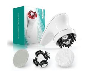 VOYOR Appareil de Massage Anti Cellulite Electrique Massage Cellulite Masseur pour Tete Dos Pied Visage Cervicale avec 3 Têtes Muti-fonctionnelles Brosse Nettoyante Visage Étanche VRMM1