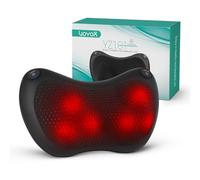 VOYOR-HEALTH Appareil de massage du dos et de la nuque, coussin de massage Shiatsu avec chaleur, 6 nœuds rotatifs pour la taille, les jambes, le soulagement des douleurs corporelles (Noir Foncé)