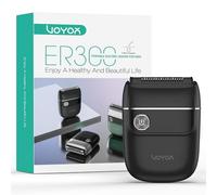 VOYOR Rasoir Électrique Homme Mini Humide et Sec Étanche IPX6 Double Lames Flottantes 3D Idéal pour Voyage Tondeuse Barbe Homme Légère et Portable ER300 (Noir)