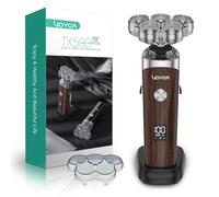 VOYOR Rasoir Electriques Hommes 5D Flottantes Rasoir Homme Rechargeable Rasoir Electrique Entièrement Etanche Rasoir Barbe Homme Avec Ecran LED Rasage TX500 (Grains de bois)