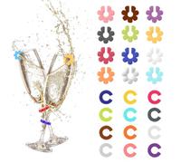 Voyyphixa 24 Pièces Marque Verre à Vin Marqueurs de Tasse Réutilisable Identificateurs de Verre Coupe Marqueurs Colorés pour Verre à Champagne, Verre à Cocktail, Verre à Boire (24pcs-Flower+Round)