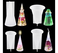 Voyyphixa 4PCS Moule Silicone Cone Kit, Moule Support de Bague Resine Moule Pyramide Resine Epoxy Moulle pour Bougies DIY Décorations Artisanales en Argile (Moule Cone)