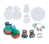 Voyyphixa 5Pcs DIY Moule Guitare Silicone Kit Moule de Boîte de Rangement Médiator de Guitare Moule Resine Epoxy Collier Moule Resine Pendentif Moule Resine pour Porte-clés avec 4 Aimants