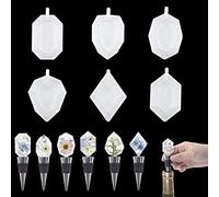 Voyyphixa 6 Pièces Moule Bouchon de Bouteille Resine Epoxy avec 6 Bouchons de Vin en Métal Bouchon Bouteille Moulage Cristal Cluster Gem Ball Diamant Moule de Coulée (Bottle Stopper Molds)