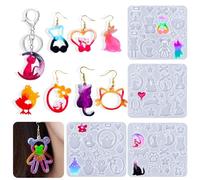 Voyyphixa 71 Pièces Moule Silicone Resine Epoxy Bijoux Ours Chat Moulle Boucle d'oreille Resine Epoxy Moulage Earring Resin Molds Moule de Coulée Bijoux Pendentif Boucle d'oreilles Collier