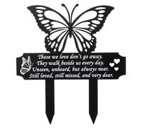 Voyyphixa Décorations de Tombe de Papillon, Plaque Tombale - Marqueurs de Condoléances Butterflies Memorial Stakes Grave Decorations for Cemetery Grave pour Famille Maman Grands-Parents (Black)
