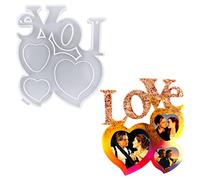 Voyyphixa DIY Moulle Resine Epoxy Cadre Photo Moule Silicone Coeur Cadres Photo Moule de Coulée Love pour Saint Valentin, Cadeau d'amour De La Fête des Mères