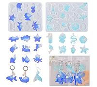 Voyyphixa Kit de 242 Moules en Résine de Silicone Marine, Moule Bijoux Resine Epoxy 10 Paires Résine Boucle D'oreille Moule avec Crochets pour Boucles D'oreilles, Anneau de Saut, Anneaux de Clés