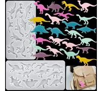 Voyyphixa Lot de 2 Moule Dinosaure Resine Epoxy Moulage Moules en Silicone Animal 3D pour Couler la Résine Moule de Coulée Bijoux pour Bricolage Pendentif Bracelet Porte-Clés
