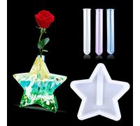 Voyyphixa Moule de Vase en Résine, Forme de Pentacle Moule Silicone Station de Propagation avec 3 Tube à Essai, Moulle Resine Epoxy pour Plantes Hydroponique