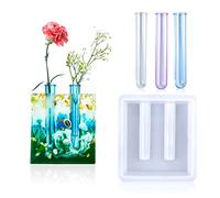 Voyyphixa Moule de Vase en Résine, Rectangle Moule Silicone Station de Propagation avec 3 Tube à Essai, Moulle Resine Epoxy pour Plantes Hydroponique, Décoration Maison