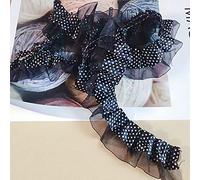 VOZAR Multicolore Double Couche Petit Point Dentelle Plissée DIY ChildrenHandmade Dessin Animé Jouet Jupe Robe Tissu Couture-Noir, 1 Yard