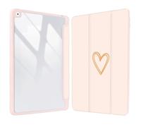Vozehui 10.2 Pouces Coque Motif de Coeur Compatible iPad 9ème/8ème/7ème Génération 2021/2020/2019 Coque avec Coque arrière Transparente avec Porte-Crayons, réveil Automatique du Sommeil Coeurs Roses