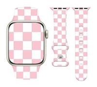 Vozehui Bracelet en Silicone à Damier Motif Compatible avec Apple Watch Strap 38mm 40mm 41mm 42mm,Sport Bracelets de Mignons Femmes Hommes pour iWatch SE Series 11 10 9 8 7 6 5 4 3 2 1,Rose