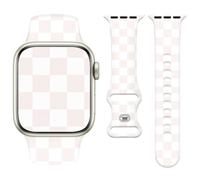 Vozehui Bracelet en Silicone à Damier Motif Compatible avec Apple Watch Strap 42mm 44mm 45mm 49mm,Sport Bracelets de Mignons Femmes Hommes pour iWatch SE Series 11 10 9 8 7 6 5 4 3 2 1,Abricot