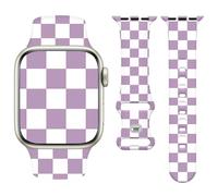 Vozehui Bracelet en Silicone à Damier Motif Compatible avec Apple Watch Strap 42mm 44mm 45mm 49mm,Sport Bracelets de Mignons Femmes Hommes pour iWatch SE Series 11 10 9 8 7 6 5 4 3 2 1,Violet