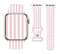 Vozehui Bracelet en Silicone Stripes Motif Compatible avec Apple Watch Strap 42mm 44mm 45mm 49mm,Sport Bracelets de Mignons Femmes Hommes pour iWatch SE Series 11 10 9 8 7 6 5 4 3 2 1,rose