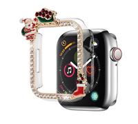 Vozehui Coque de Protection de Noël Compatible avec Apple Watch 40mm 41mm 44mm 45mm Diamond,Étui de Noël pour iWatch SE/Series 9/8/7/6/5/4,Cadre de Couverture de Bord Tout Pas de Protection D'écran