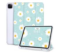 Vozehui Étui pour iPad Pro 11" 2022/2021/2020/2018, étui de protection à trois volets avec fonction veille/réveil automatique pour iPad de 11 pouces avec porte-crayon - Marguerite