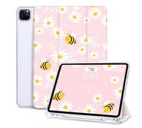 Vozehui Étui pour iPad Pro 11" 2022/2021/2020/2018, étui de protection à trois volets avec fonction veille/réveil automatique pour iPad de 11 pouces avec porte-crayon - Rose