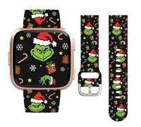 Vozehui Noël Bande de montre Compatible avec Fitbitt Sense1 /Sense 2/Versa 3 4 Bracelets,20mm Thème de Noël réglable élastique Sport Bracelet pour Fitbitt Sense 1/Sense 2/Versa 3 4